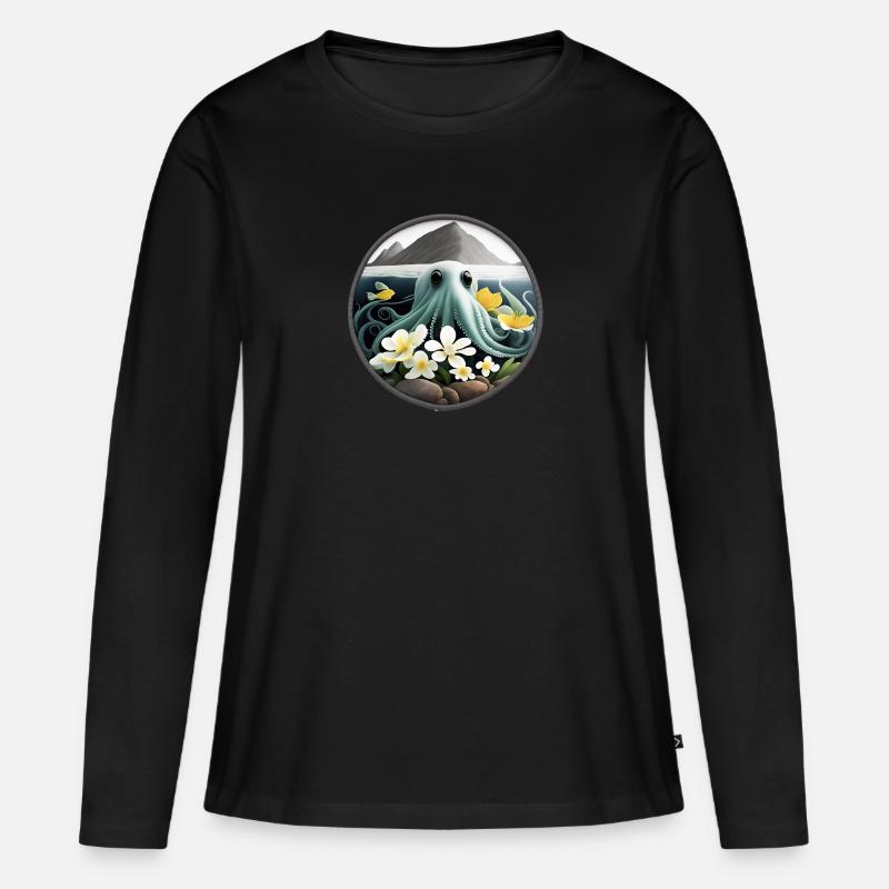 Tintenfisch - Frauen Premium Bio Langarmshirt - Schwarz