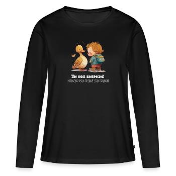Les amis - T-shirt manches longues Premium bio Femme - noir - Devant - Julia (174cm)