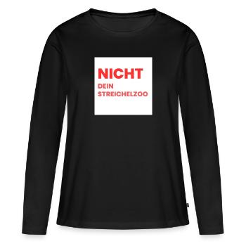 Nicht Dein Streichelzoo Print auf Panel PWSRHR - Frauen Premium Bio Langarmshirt - Schwarz - Vorne - Julia (174cm)