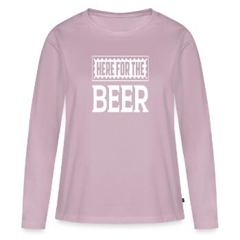 Here For The Beer - Women's Premium Organic Long Sleeve Shirt - dusky pink - Front - Julia (174cm)