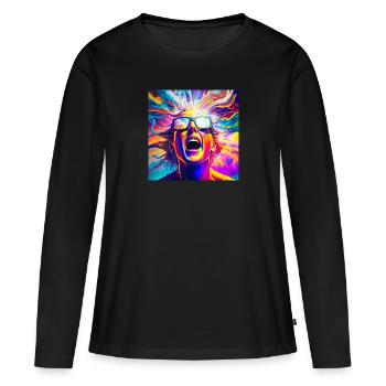 Trippy Person auf Ecstasy - Frauen Premium Bio Langarmshirt - Schwarz - Vorne - Julia (174cm)