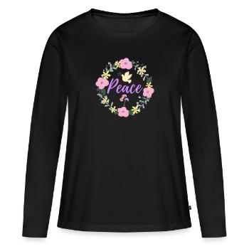 Peace - Frauen Premium Bio Langarmshirt - Schwarz - Vorne - Julia (174cm)