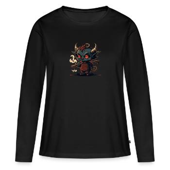 Un démon mignon - T-shirt manches longues Premium bio Femme - noir - Devant - Julia (174cm)