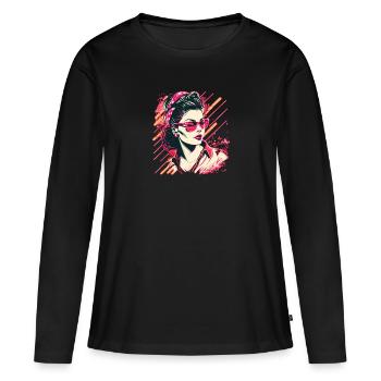 Femme Rockabilly - T-shirt manches longues Premium bio Femme - noir - Devant - Julia (174cm)