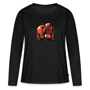 Boxe - T-shirt manches longues Premium bio Femme - noir - Devant - Julia (174cm)