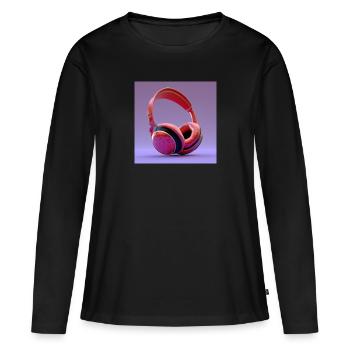 casque audio - T-shirt manches longues Premium bio Femme - noir - Devant - Julia (174cm)