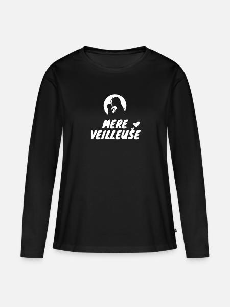 Mère veilleuse tendre - T-shirt manches longues Premium bio Femme - noir