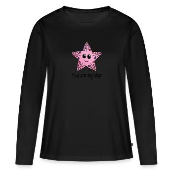 Étoile de mer Tu es mon étoile - T-shirt manches longues Premium bio Femme - noir - Devant - Julia (174cm)