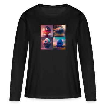 Aliens are coming - T-shirt manches longues Premium bio Femme - noir - Devant - Julia (174cm)