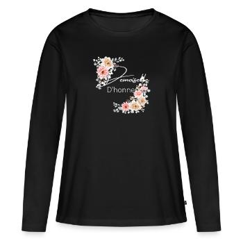 Demoiselle d’honneur - T-shirt manches longues Premium bio Femme - noir - Devant - Julia (174cm)