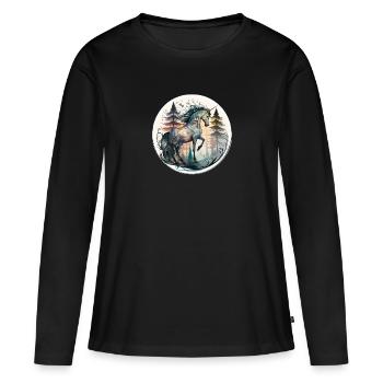 Camouflaged unicorn - Women's Premium Organic Long Sleeve Shirt - black - Front - Julia (174cm)