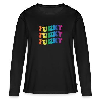 Funky Music - Women's Premium Organic Long Sleeve Shirt - black - Front - Julia (174cm)