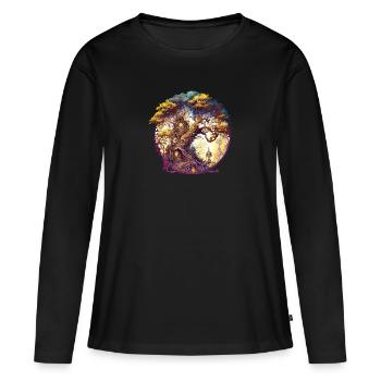 Treehouse-Series No. 1 - Frauen Premium Bio Langarmshirt - Schwarz - Vorne - Julia (174cm)
