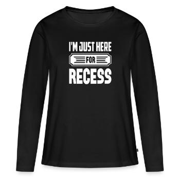 Je suis juste ici pour la récréation - T-shirt manches longues Premium bio Femme - noir - Devant - Julia (174cm)