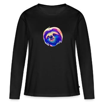 Paresseux paresseux Dessin Fatigue Paresseux - T-shirt manches longues Premium bio Femme - noir - Devant - Julia (174cm)