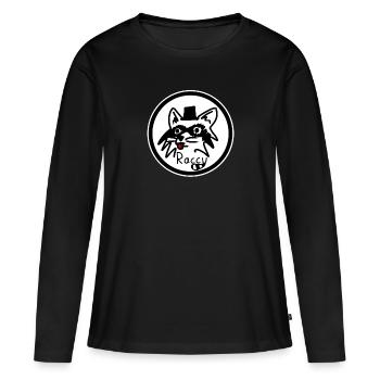 Rassiges Waschbär-Logo - Frauen Premium Bio Langarmshirt - Schwarz - Vorne - Julia (174cm)