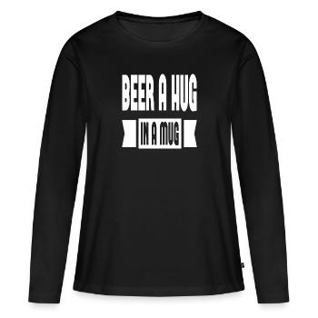 Bière Un Câlin dans une tasse - T-shirt manches longues Premium bio Femme - noir - Devant - Julia (174cm)
