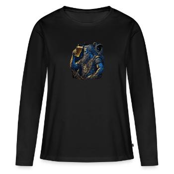 Neptune, maître des mers avec de la bière - T-shirt manches longues Premium bio Femme - noir - Devant - Julia (174cm)