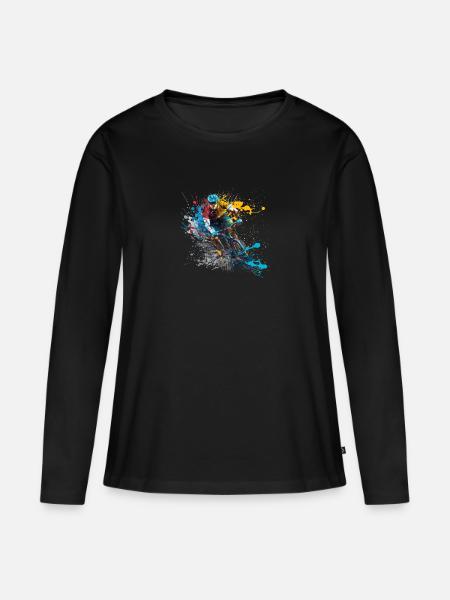 Radfahrer - Frauen Premium Bio Langarmshirt - Schwarz
