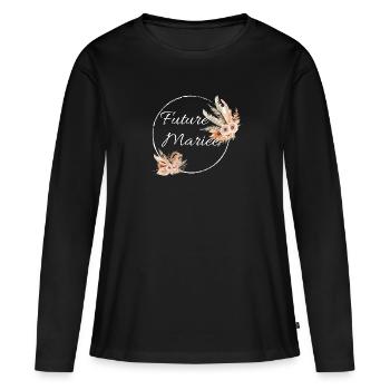 Future mariée floral - T-shirt manches longues Premium bio Femme - noir - Devant - Julia (174cm)