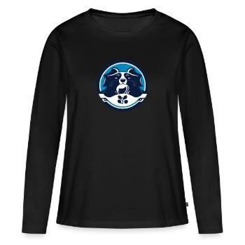 Portrait de chien rond - T-shirt manches longues Premium bio Femme - noir - Devant - Julia (174cm)