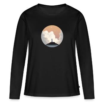 Hund im Himmel - Vierbeiner verlässt die Welt - Frauen Premium Bio Langarmshirt - Schwarz - Vorne - Julia (174cm)