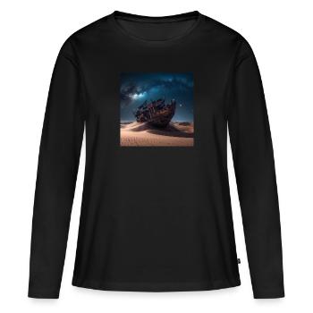 Naufrage perdu dans l’espace - T-shirt manches longues Premium bio Femme - noir - Devant - Julia (174cm)