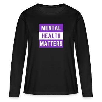 Questions de santé mentale - T-shirt manches longues Premium bio Femme - noir - Devant - Julia (174cm)