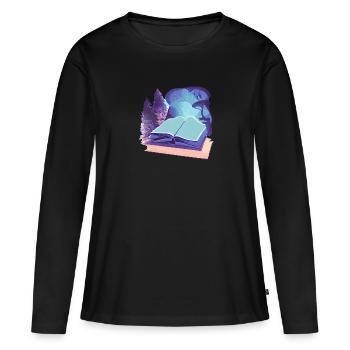 Book Gift Reading Books Readers Book Lovers - Women's Premium Organic Long Sleeve Shirt - black - Front - Julia (174cm)