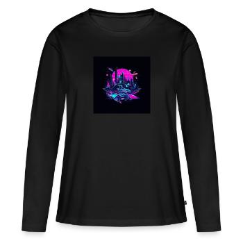Cyber Cité - T-shirt manches longues Premium bio Femme - noir - Devant - Julia (174cm)