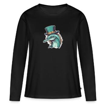 Ne soyez pas des crustacés, passons du temps avec Dolphin - T-shirt manches longues Premium bio Femme - noir - Devant - Julia (174cm)