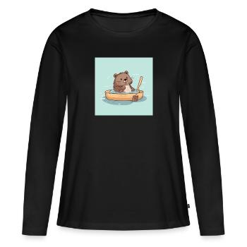 Castor mignon dans la baignoire - T-shirt manches longues Premium bio Femme - noir - Devant - Julia (174cm)