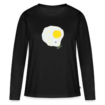 ŒUF FRIT contre mouche - T-shirt manches longues Premium bio Femme - noir - Devant - Julia (174cm)