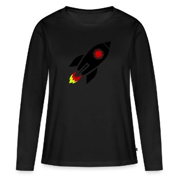 fusée - T-shirt manches longues Premium bio Femme - noir - Devant - Julia (174cm)