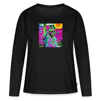 Van Gogh Freiheitsstatue - Frauen Premium Bio Langarmshirt - Schwarz - Vorne - Julia (174cm)