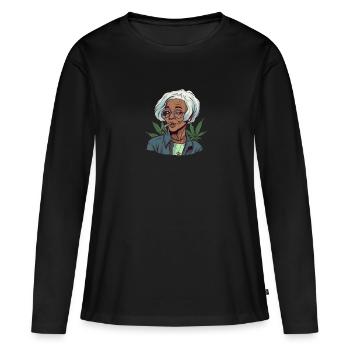 Offrez gratuitement le chanvre 1 - T-shirt manches longues Premium bio Femme - noir - Devant - Julia (174cm)
