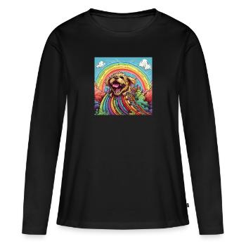 Funny LSD - Freaky Dwarf - Chien sur Rollercoster 1 - T-shirt manches longues Premium bio Femme - noir - Devant - Julia (174cm)