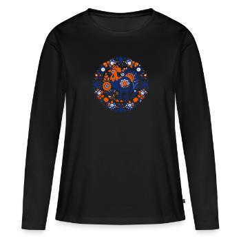 Le coq vintage - T-shirt manches longues Premium bio Femme - noir - Devant - Julia (174cm)