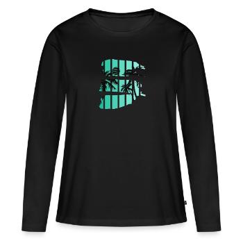 Coucher de soleil - T-shirt manches longues Premium bio Femme - noir - Devant - Julia (174cm)
