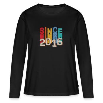 Since 2016 retro - T-shirt manches longues Premium bio Femme - noir - Devant - Julia (174cm)