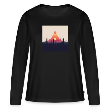 abstrakte Pyramide - Frauen Premium Bio Langarmshirt - Schwarz - Vorne - Julia (174cm)