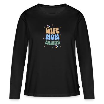 Femme Maman Amie T-shirt de la fête des mères - T-shirt manches longues Premium bio Femme - noir - Devant - Julia (174cm)