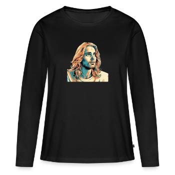 Jésus-Christ #01 - T-shirt manches longues Premium bio Femme - noir - Devant - Julia (174cm)