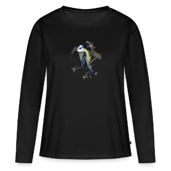 Dessin numérique bleu - T-shirt manches longues Premium bio Femme - noir - Devant - Julia (174cm)
