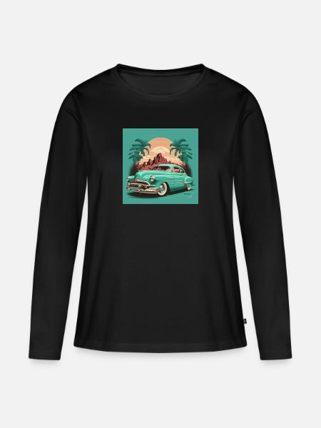 Retro Miami Vice - Frauen Premium Bio Langarmshirt - Schwarz