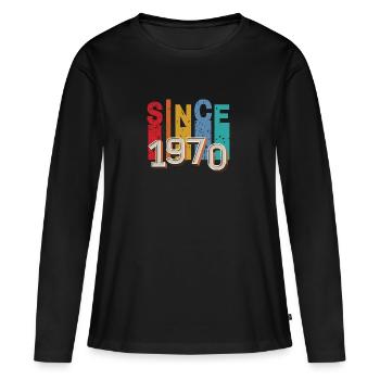Since 1970 retro - T-shirt manches longues Premium bio Femme - noir - Devant - Julia (174cm)