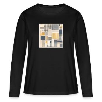 Design de motif minimaliste inspiré par la tranquillité - T-shirt manches longues Premium bio Femme - noir - Devant - Julia (174cm)