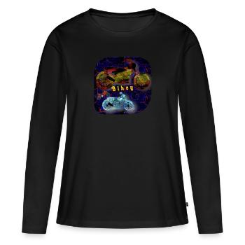 Bikey - Club WoW - T-shirt manches longues Premium bio Femme - noir - Devant - Julia (174cm)