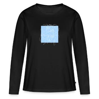 Face line blue - T-shirt manches longues Premium bio Femme - noir - Devant - Julia (174cm)