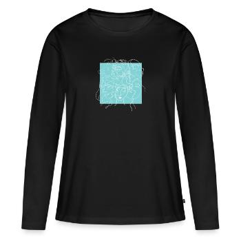 Face line blue - T-shirt manches longues Premium bio Femme - noir - Devant - Julia (174cm)